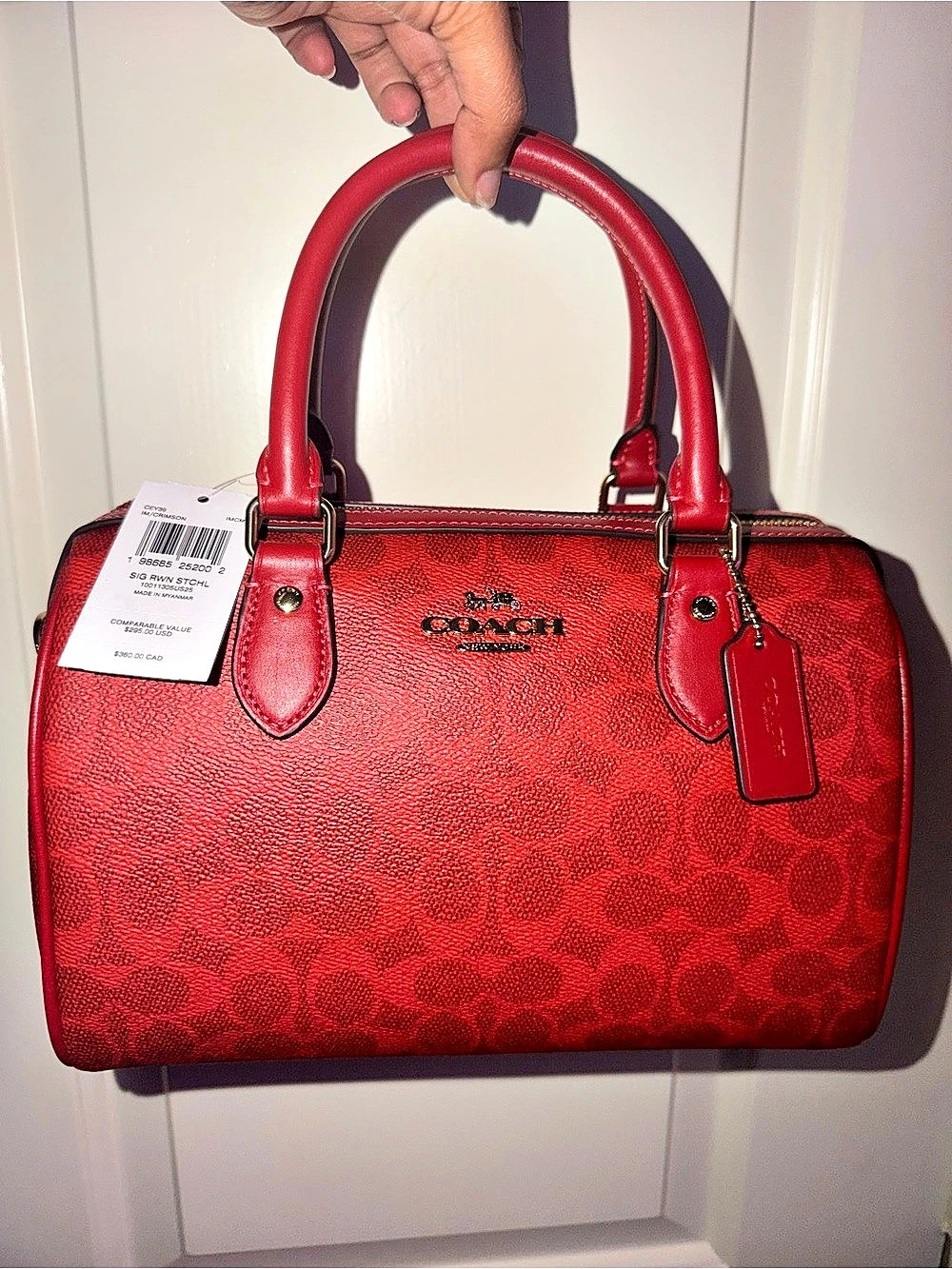 COACH Rowan Satchel in Signature Canvas Crimson Red NWT